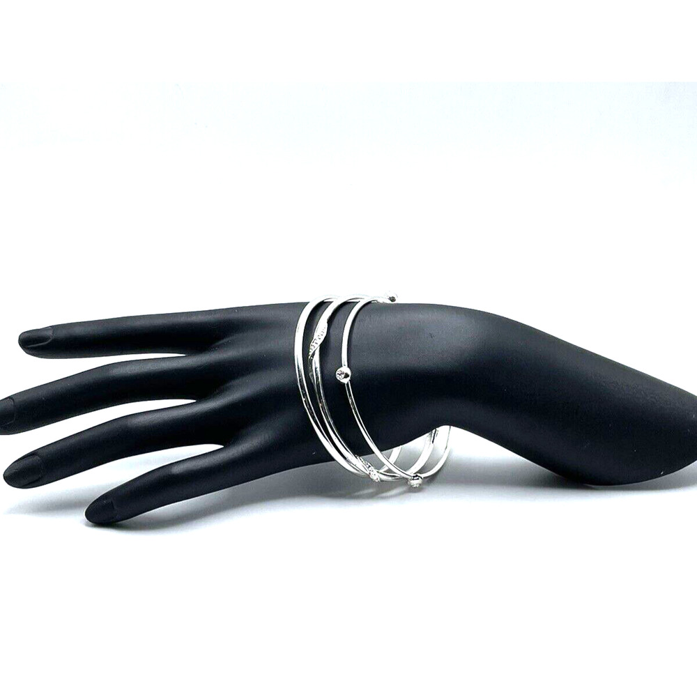 Silver Bangle Slim Stacking Bracelets Made With S… - image 7